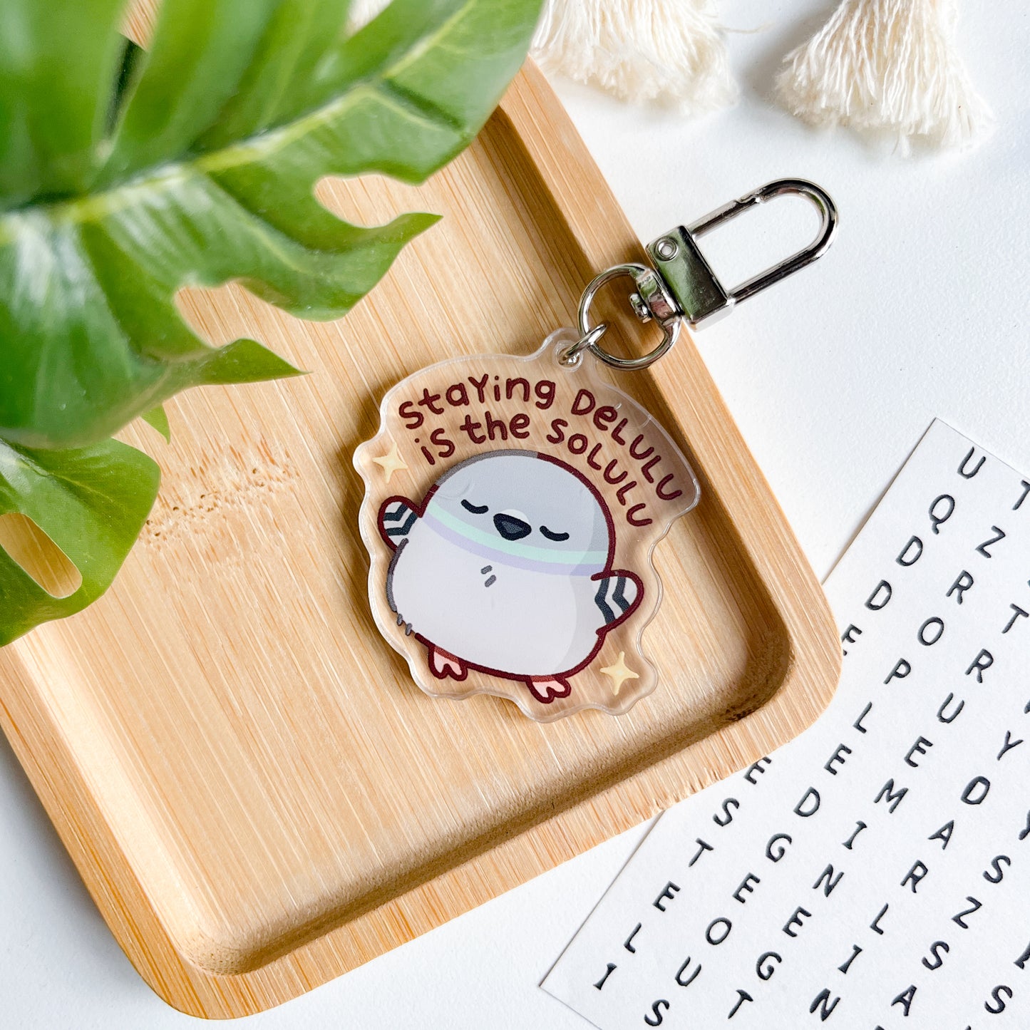 Delulu Solulu Pigeon Keychain