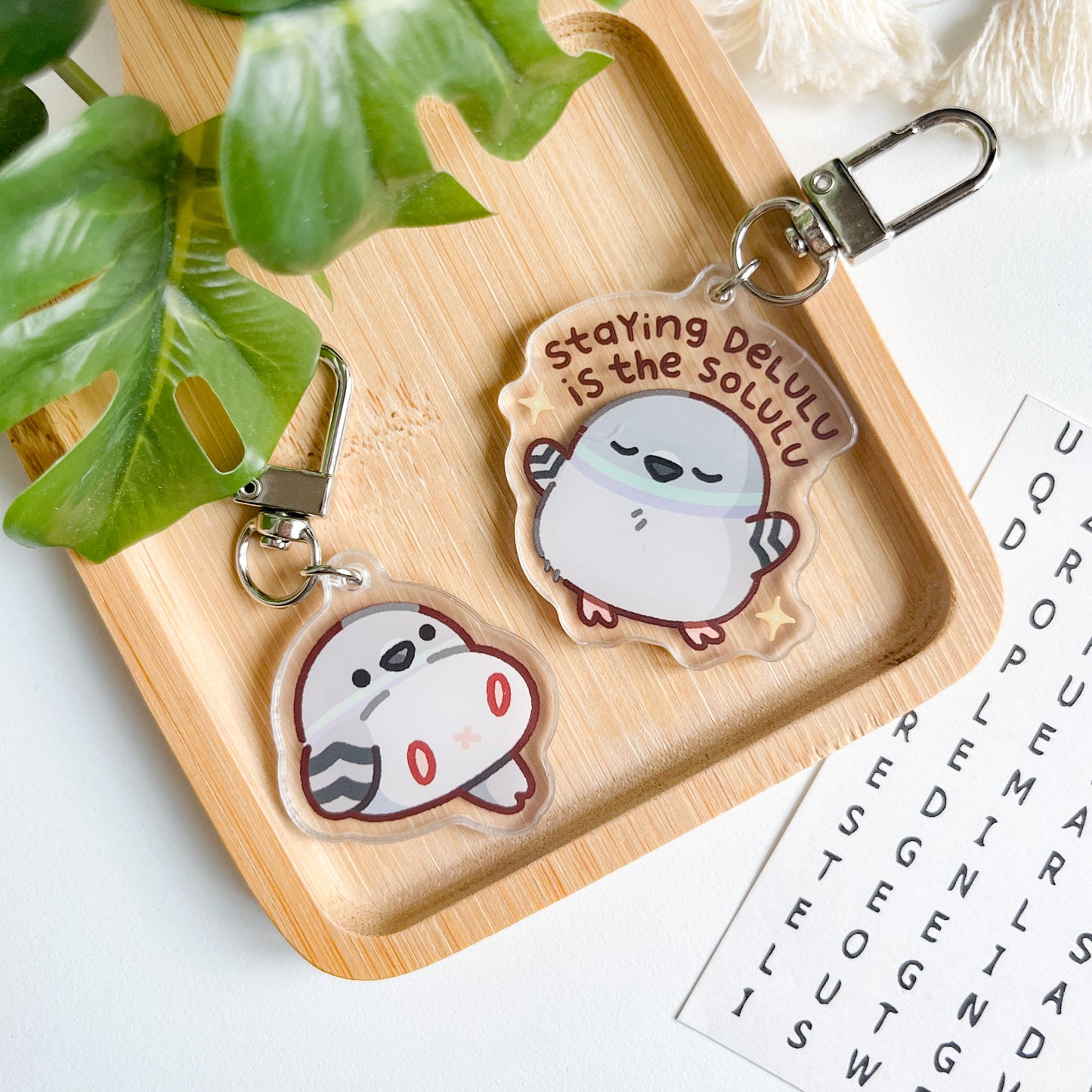 Delulu Solulu Pigeon Keychain