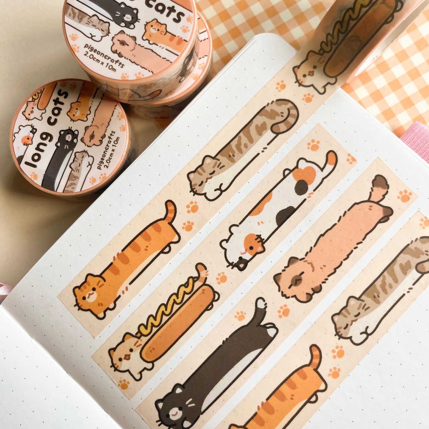 Long Cats Washi Tape - 20mm