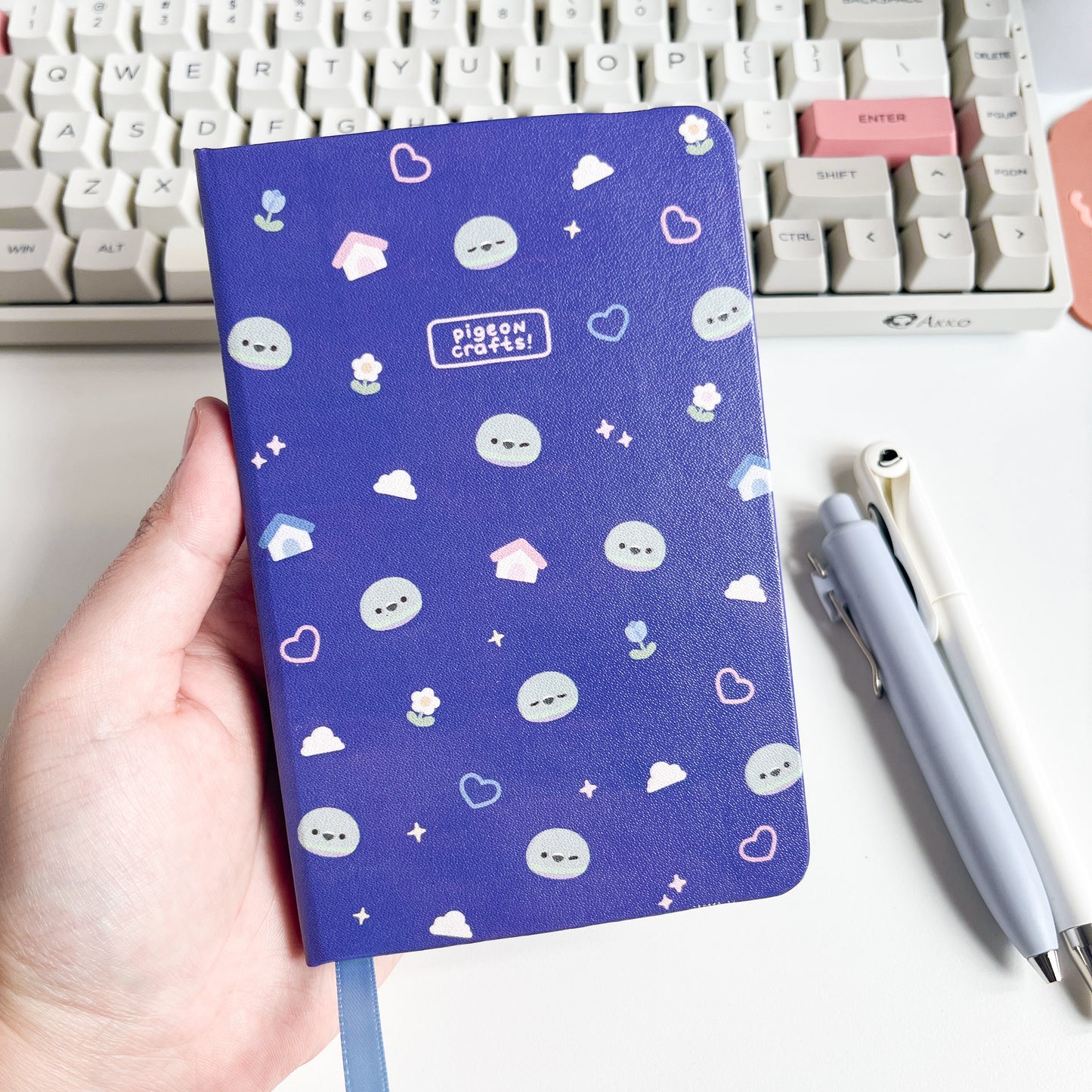 Purple Pigeon Pattern A6 Lined Notebook