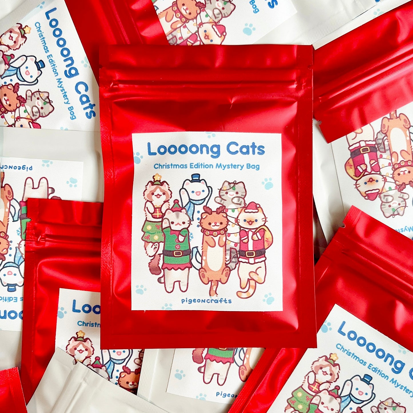 Long cats Mystery Keychain (6 designs) (Xmas/Winter Edition)