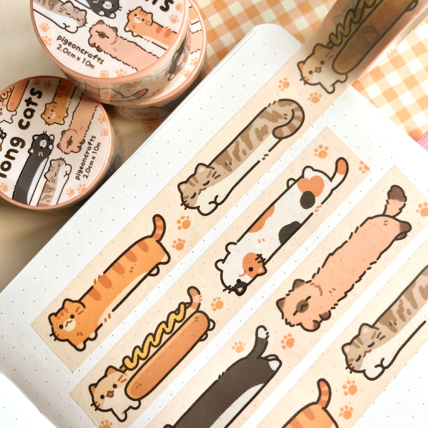 Long Cats Washi Tape - 20mm