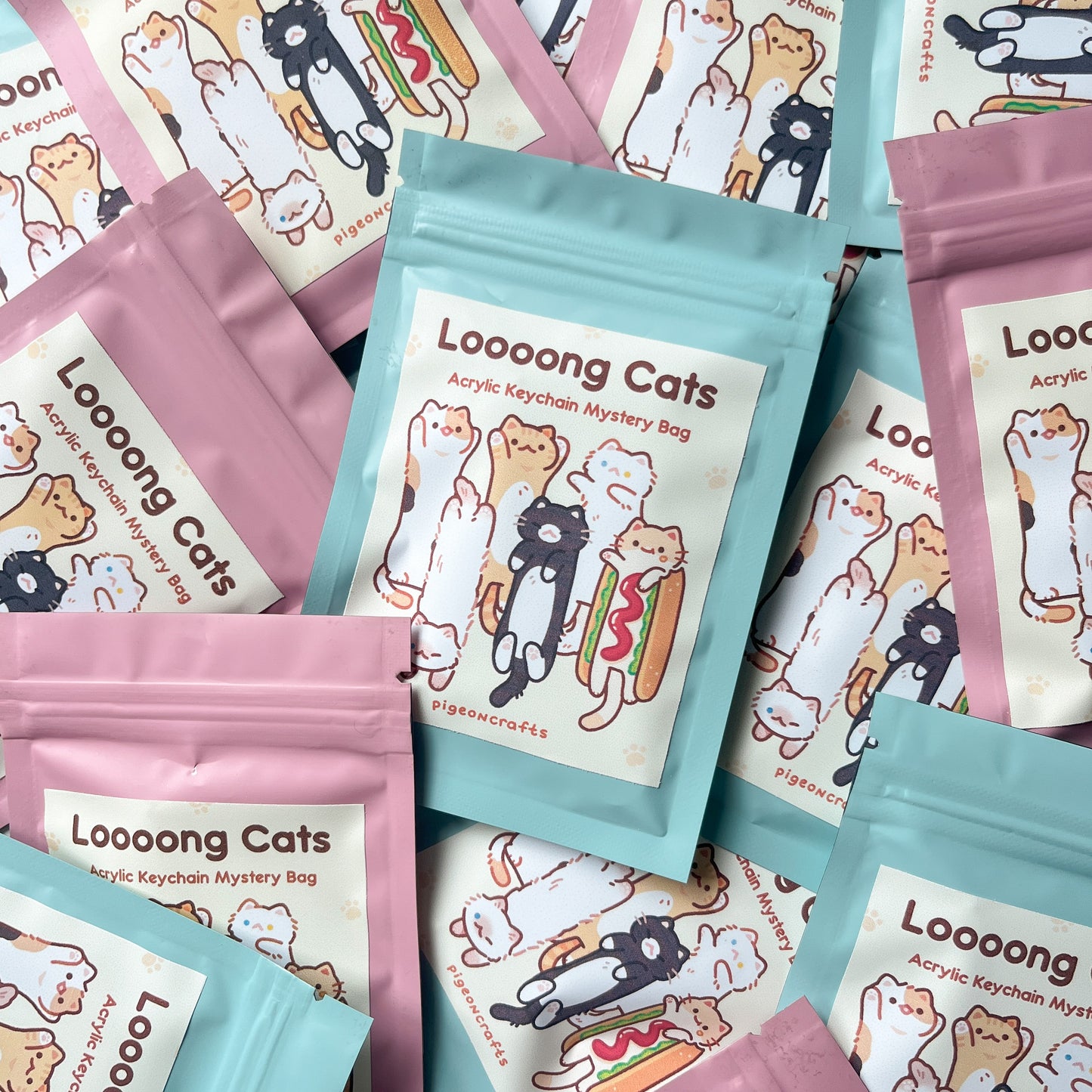 Long cats Mystery Keychain (6 designs)