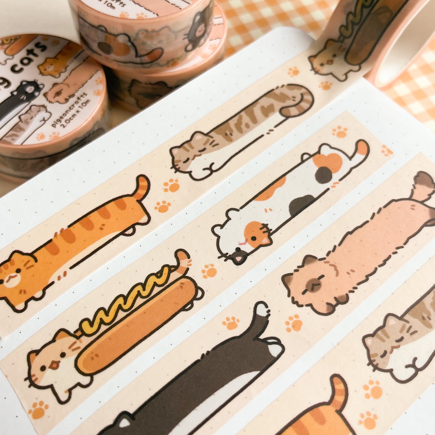 Long Cats Washi Tape - 20mm