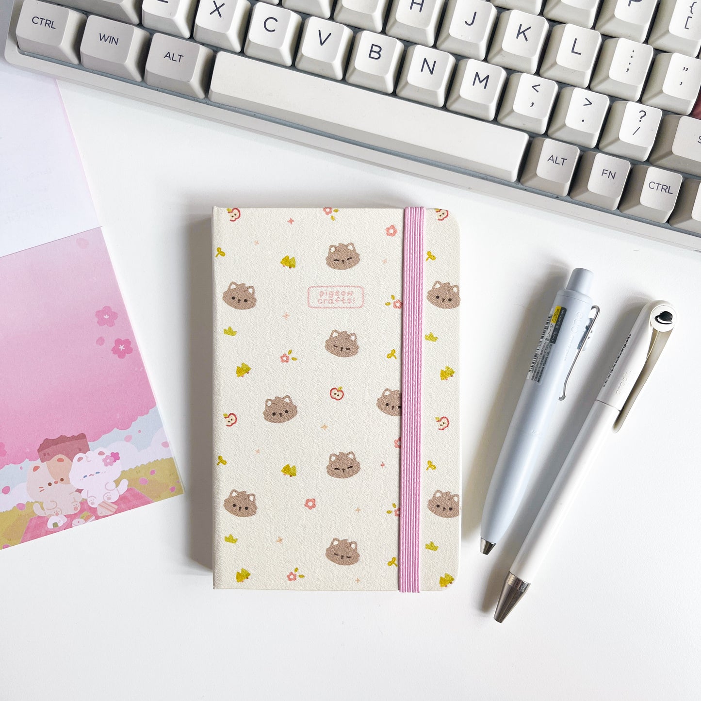 Cream Wolfy Pattern A6 Lined Notebook