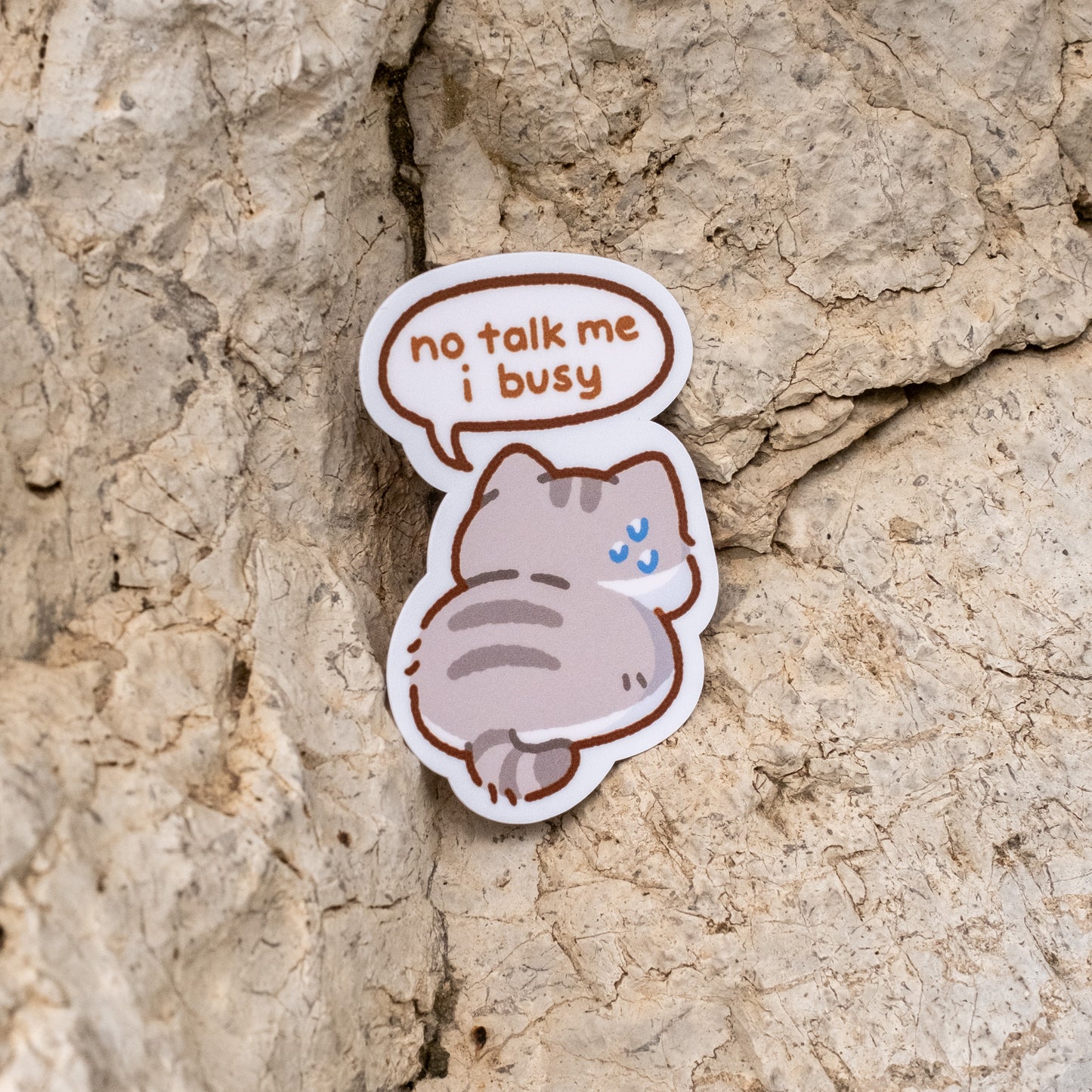 No Talk Me I Busy Cat Matte Sticker