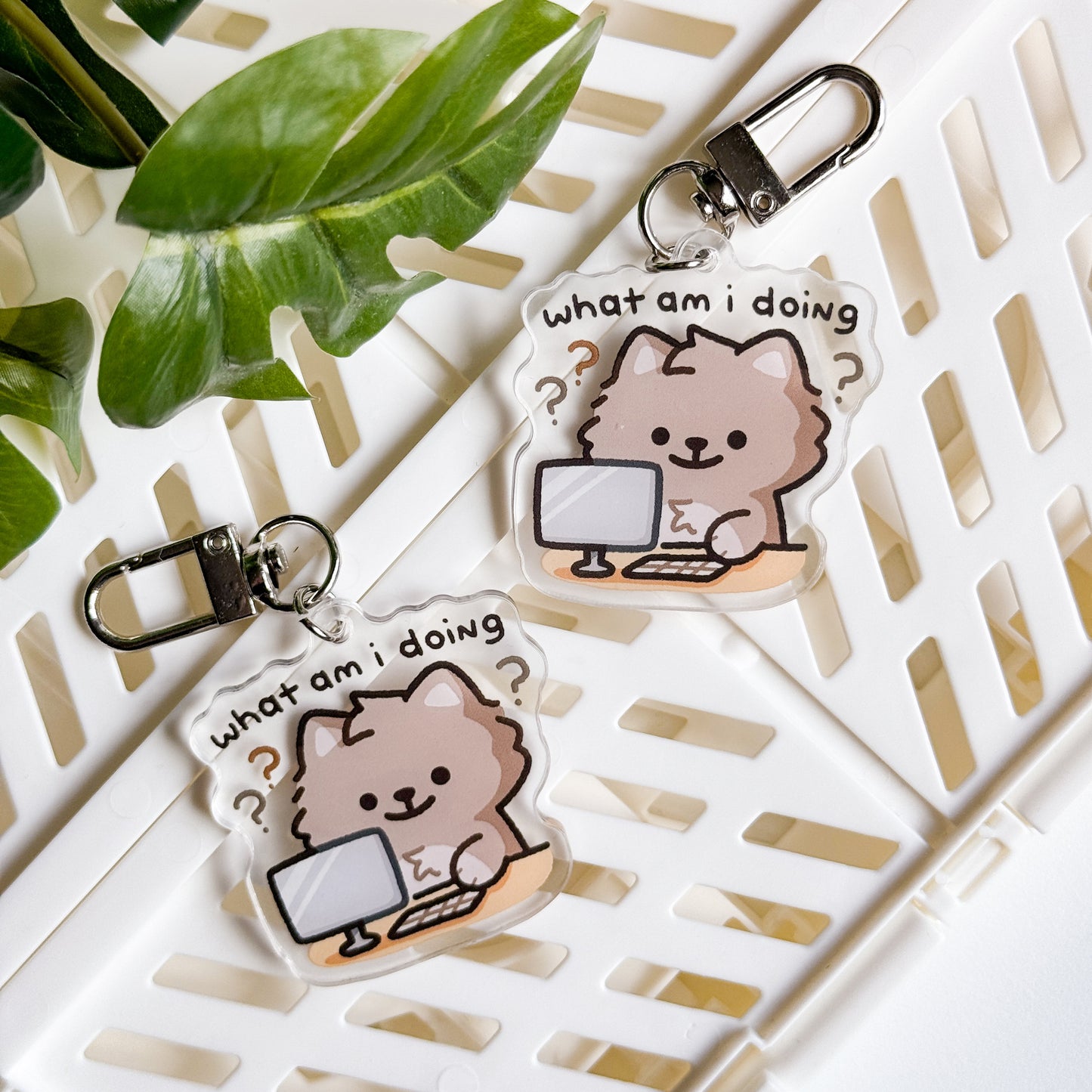 What Am I Doing Wolfy Keychain