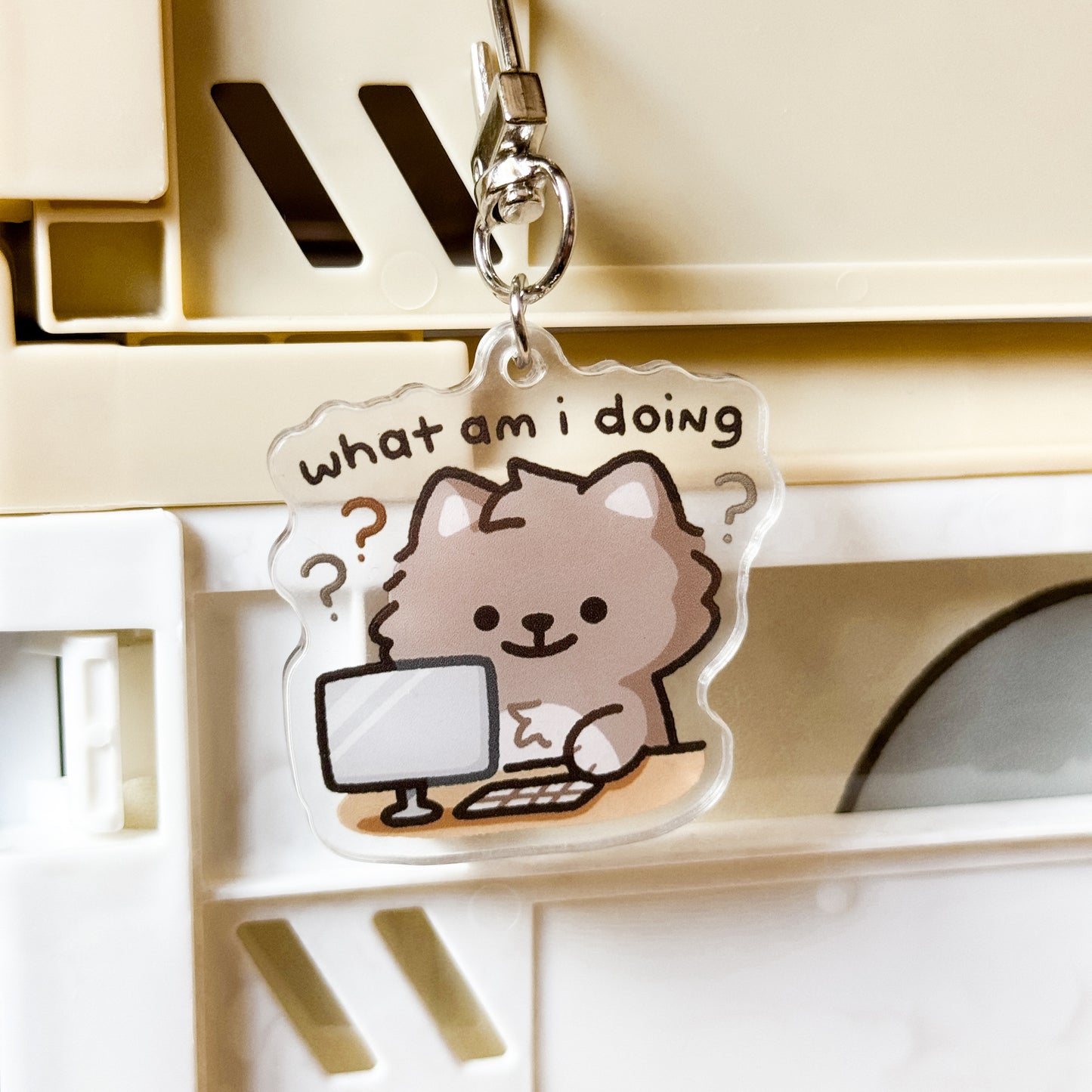 What Am I Doing Wolfy Keychain