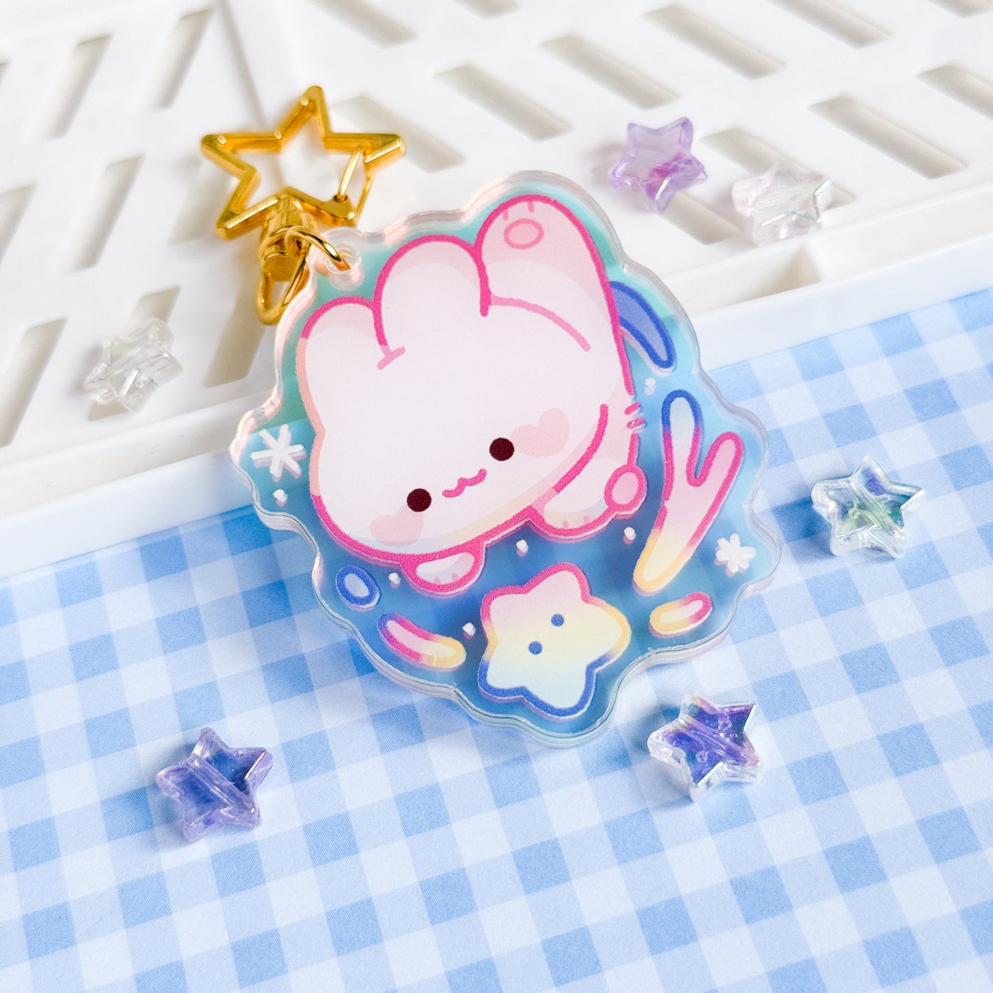 Space Bunny Holographic Keychain