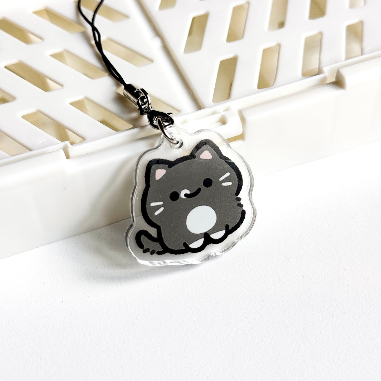 Mini Tuxie Cat Keychain