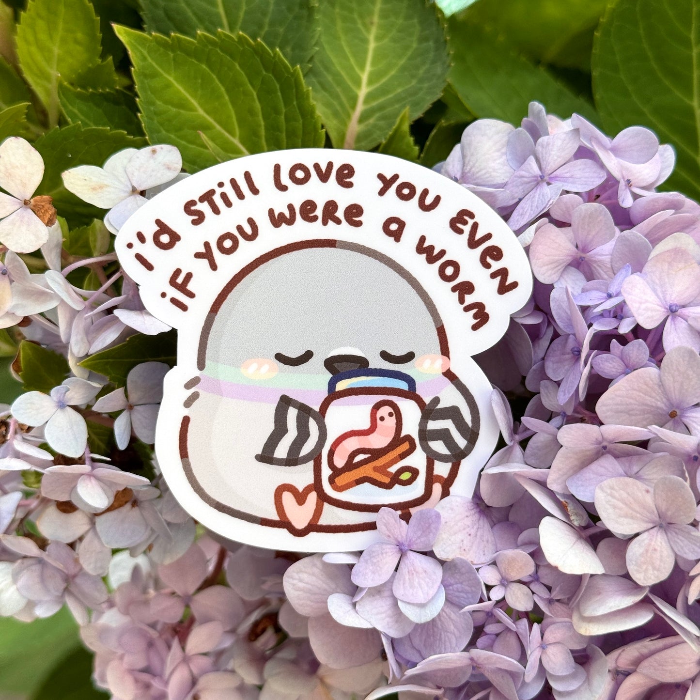 Pigeon Loves Worm Matte Sticker