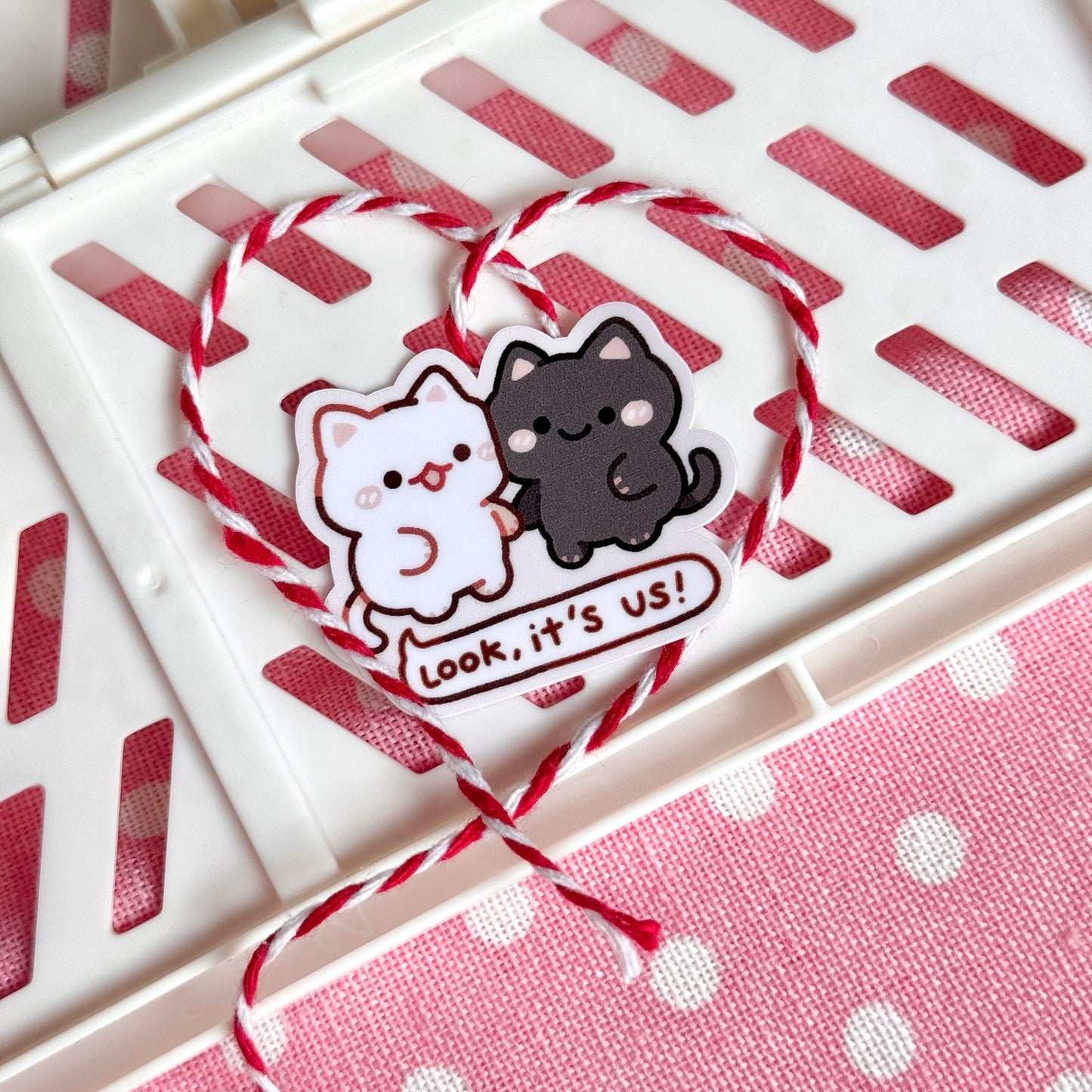 Cosy Cats "Look, It's Us!" Mini Matte Sticker