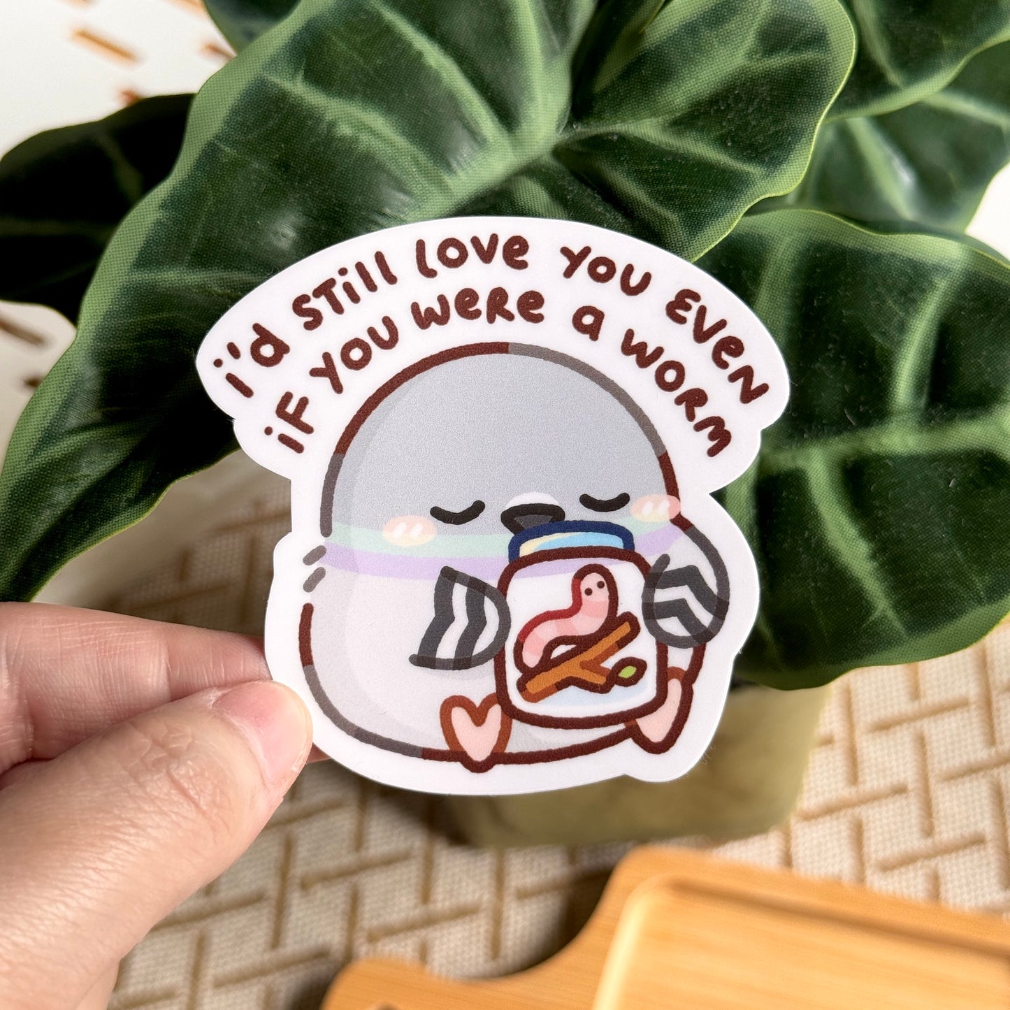 Pigeon Loves Worm Matte Sticker