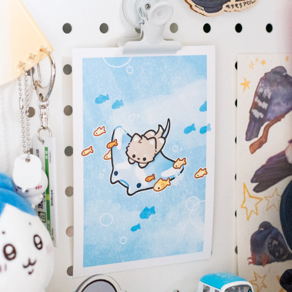 Wolfy Manta Ray Dive Print