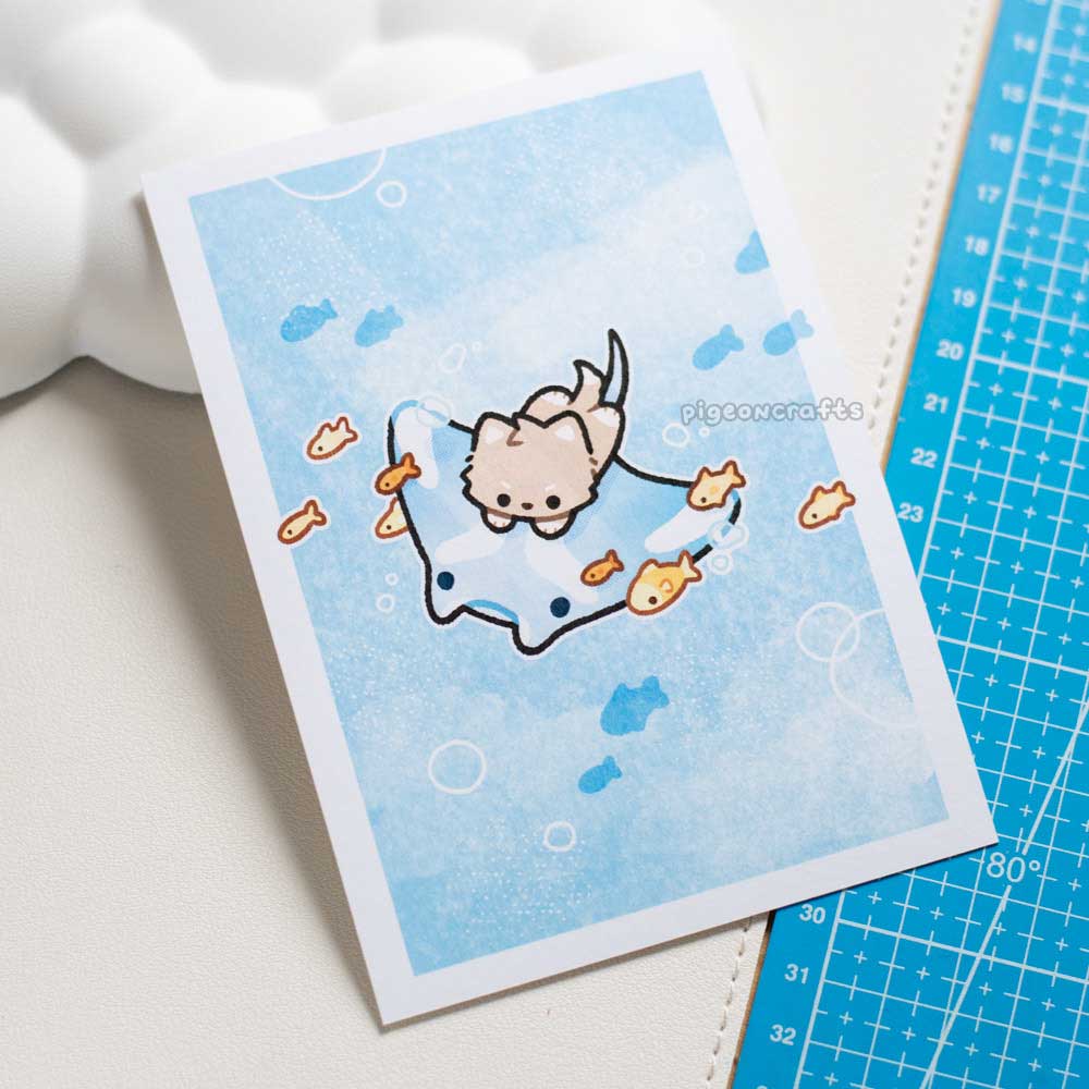 Wolfy Manta Ray Dive Print