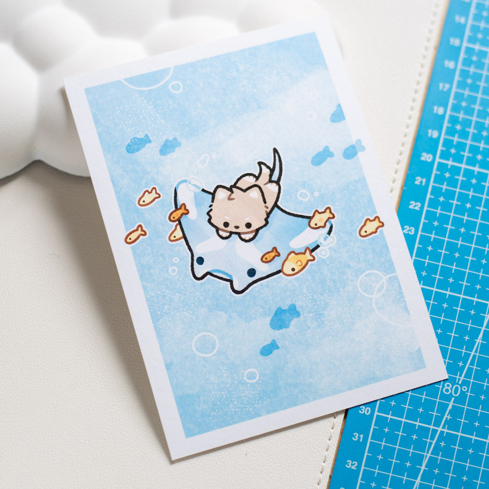 Wolfy Manta Ray Dive Print