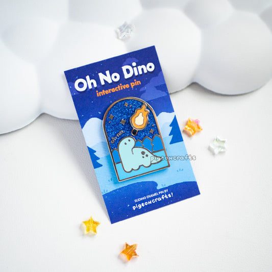 Oh No Dino Asteroid Sliding Enamel Pin