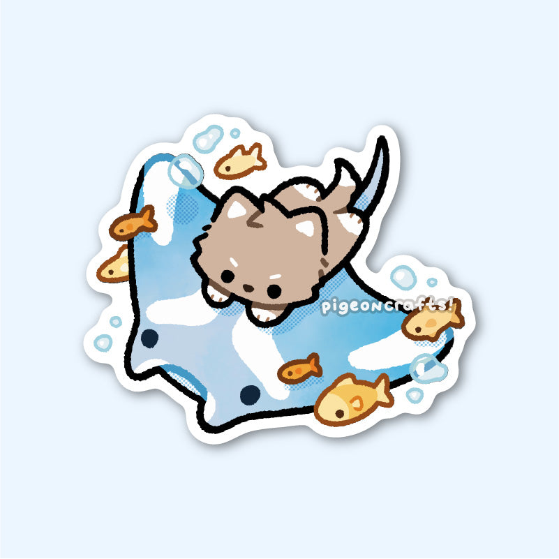 Wolfy Manta Ray Dive Matte Sticker