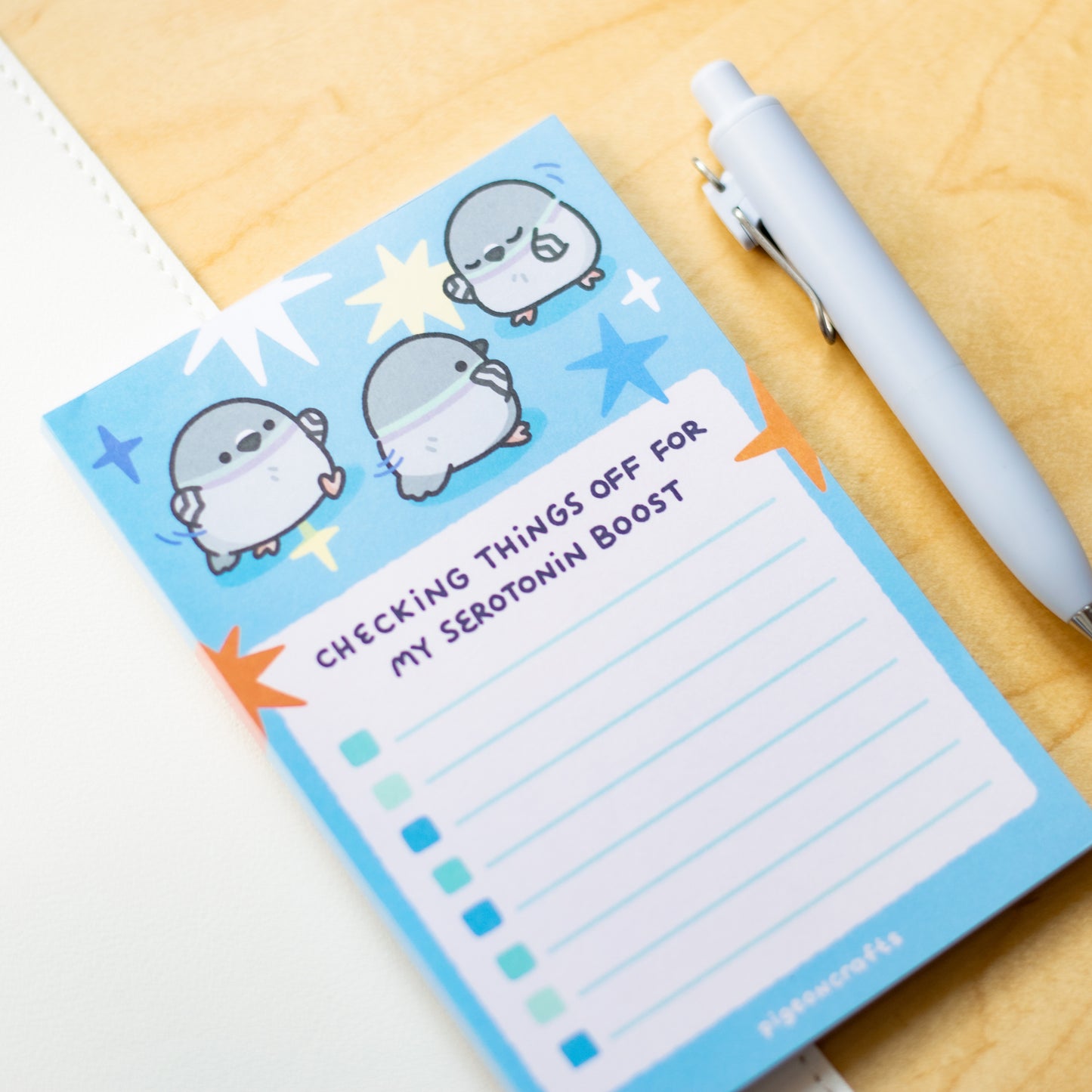 Pigeon Serotonin Checklist Memo Pad (L)