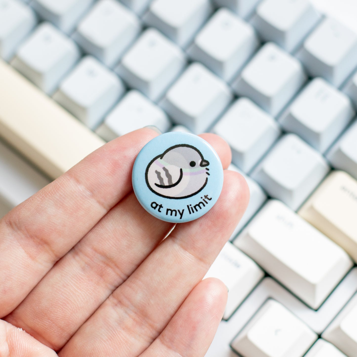 "At My Limit" Pigeon Mini Can Badge
