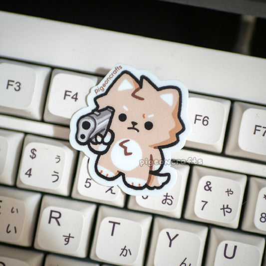 Wolfy Glocked Mini Matte Sticker