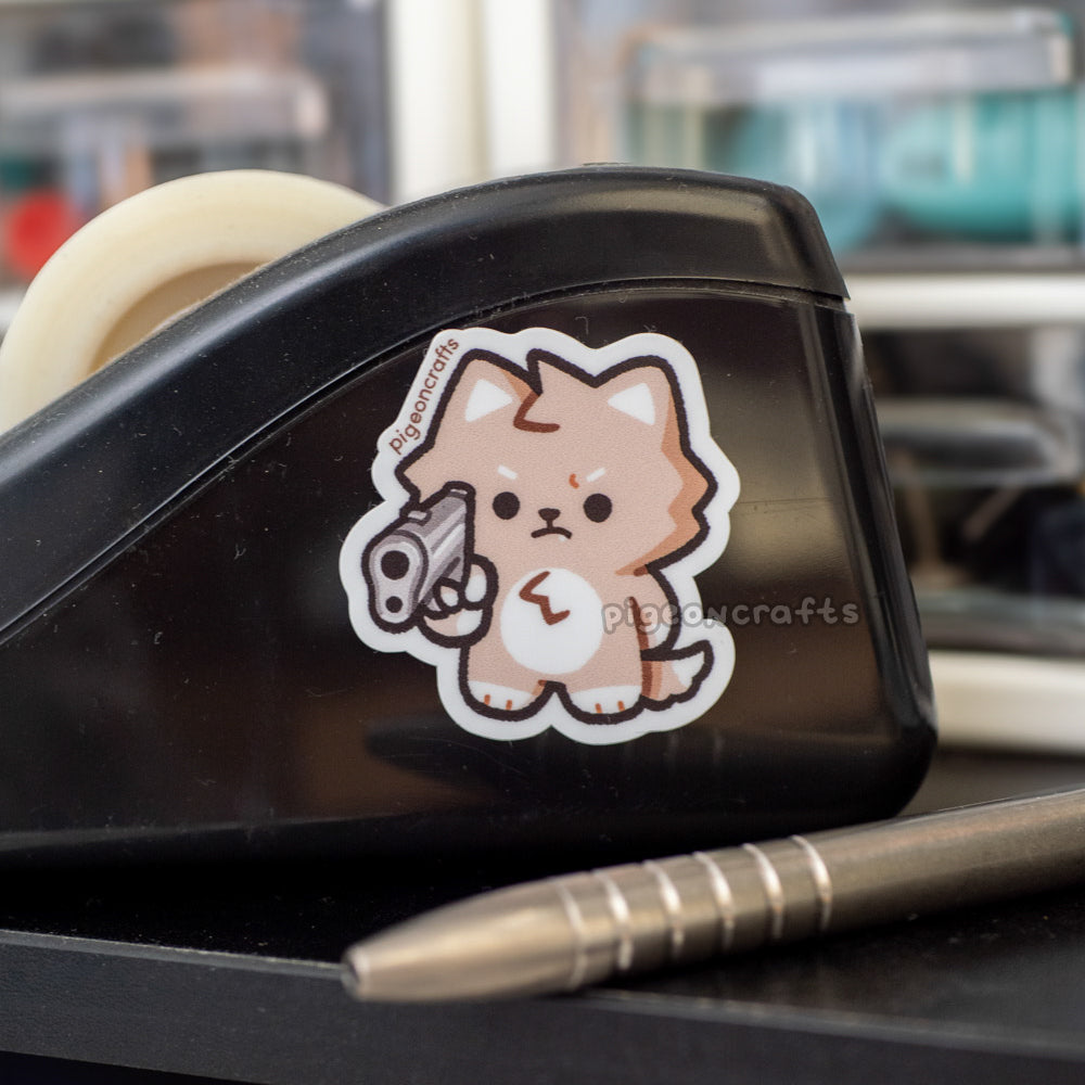 Wolfy Glocked Mini Matte Sticker