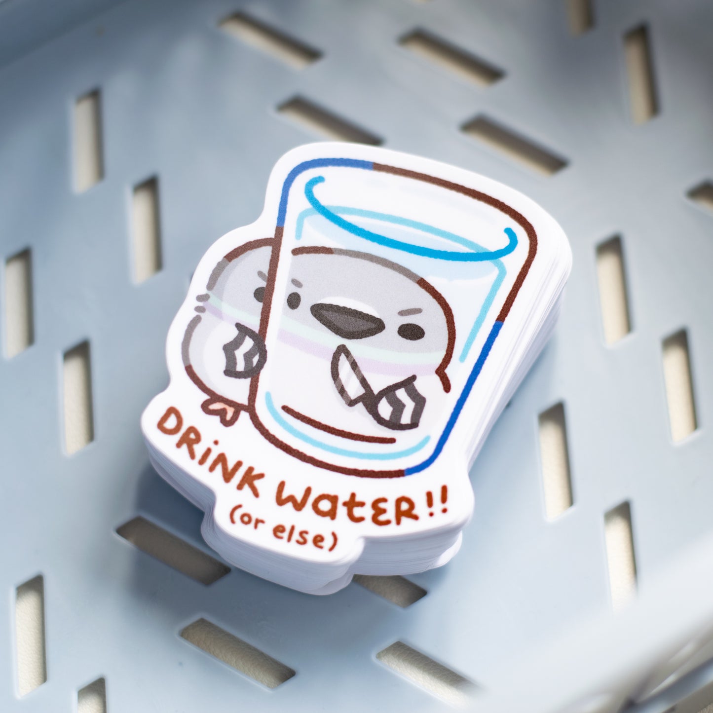 Drink Water!! Pigeon Matte Sticker