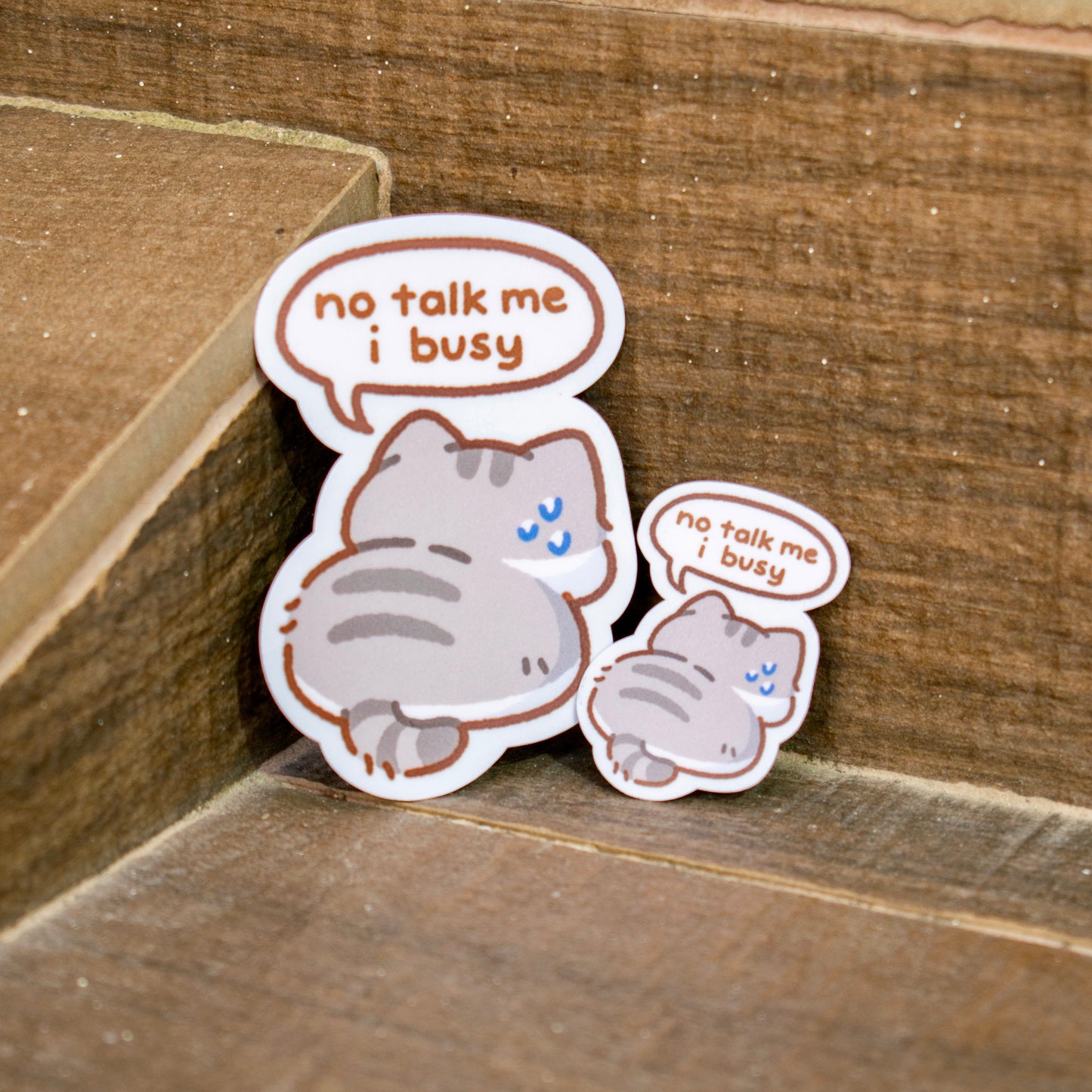 No Talk Me I Busy Cat Mini Matte Sticker