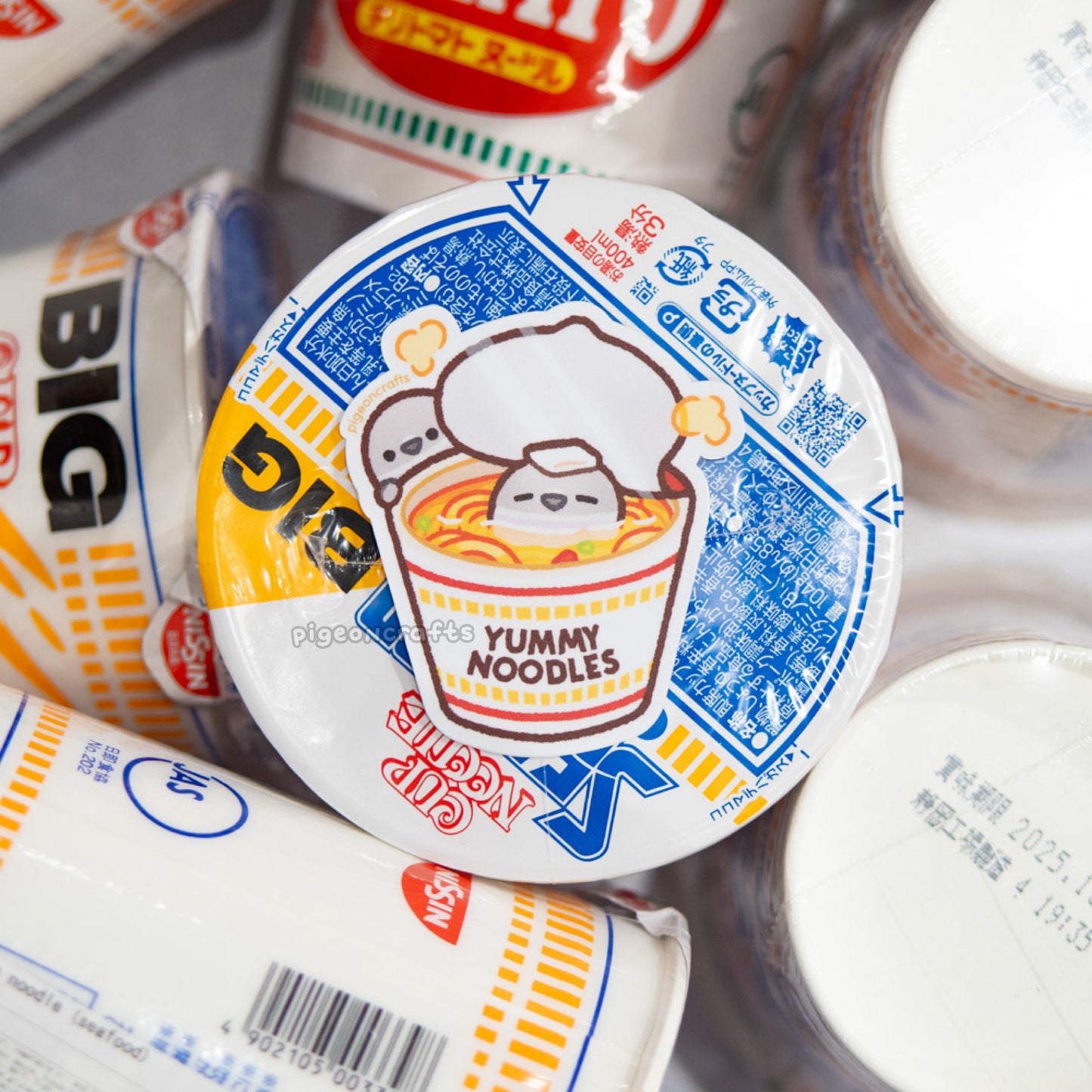 Cup Noodle Onsen Pigeons Matte Sticker