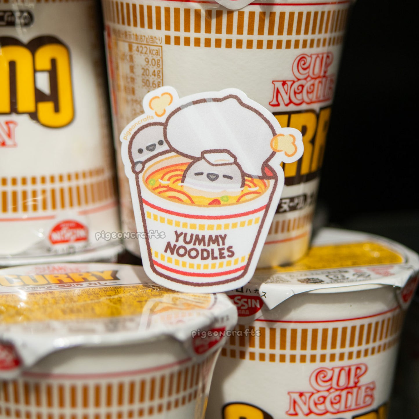 Cup Noodle Onsen Pigeons Matte Sticker