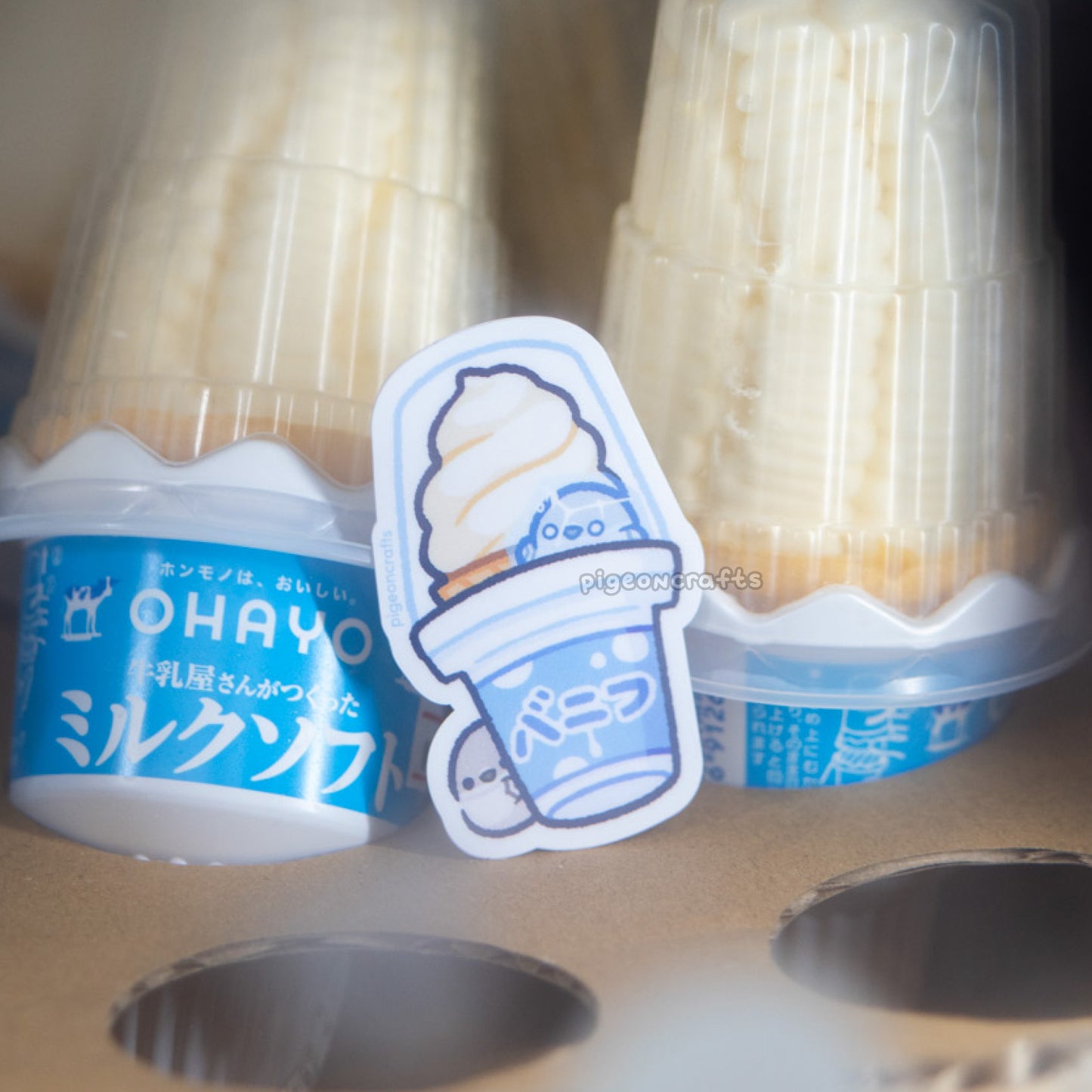 Ice Cream Pigeons Matte Sticker