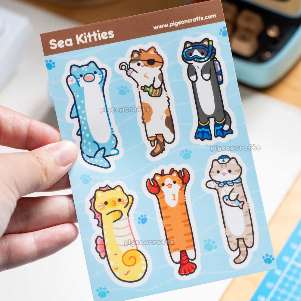 Long Sea Kitties Sticker sheet