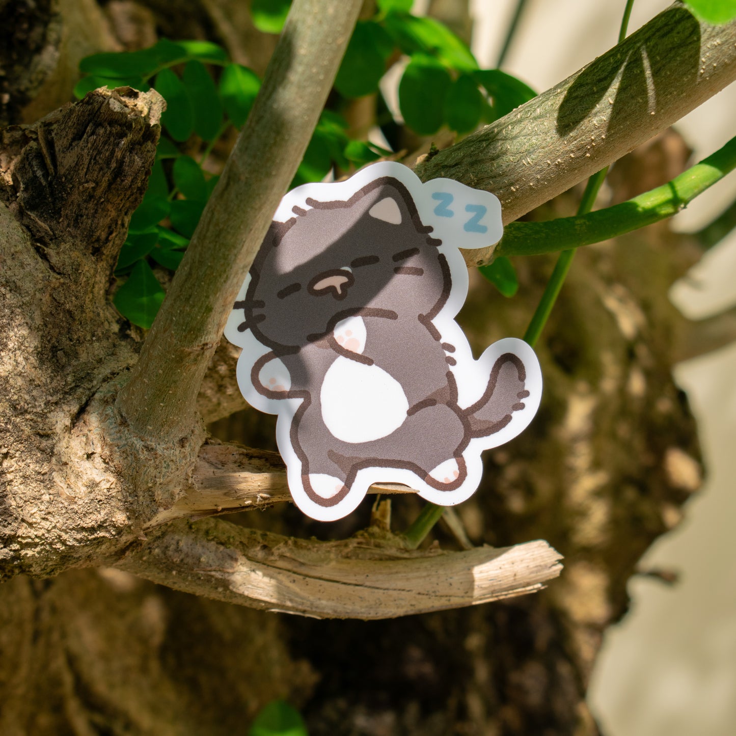 Tuxie Sleeping Cat Matte Sticker