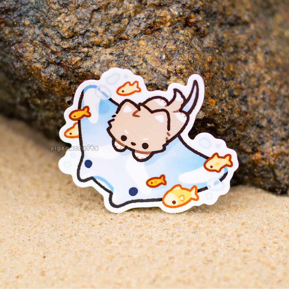 Wolfy Manta Ray Dive Matte Sticker