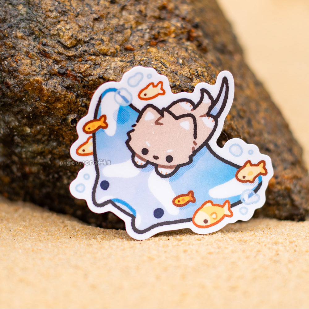 Wolfy Manta Ray Dive Matte Sticker