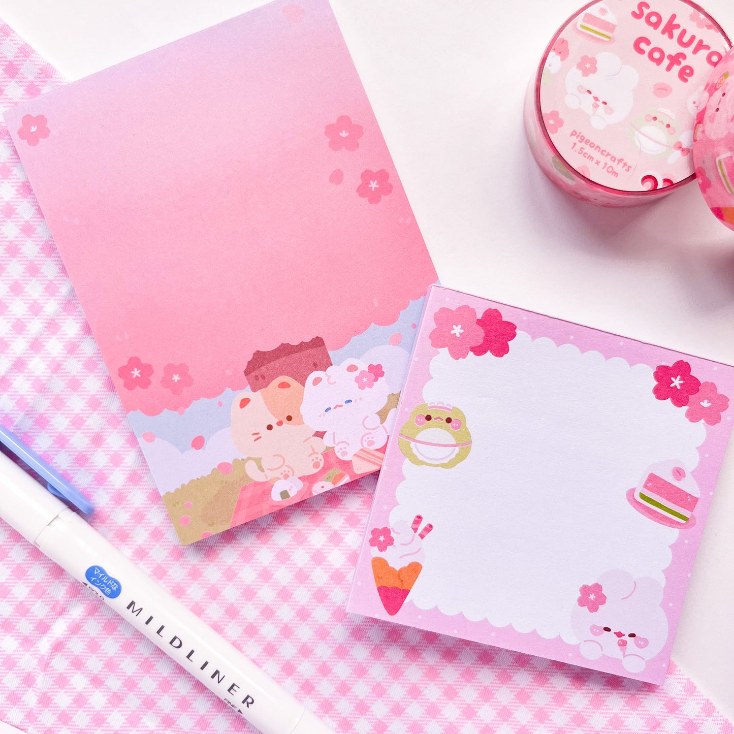Sakura Café Square Memo Pad