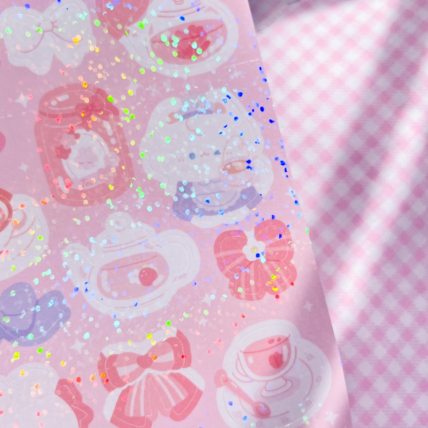 Floral Tea Party Holo Glitter Sticker Sheets