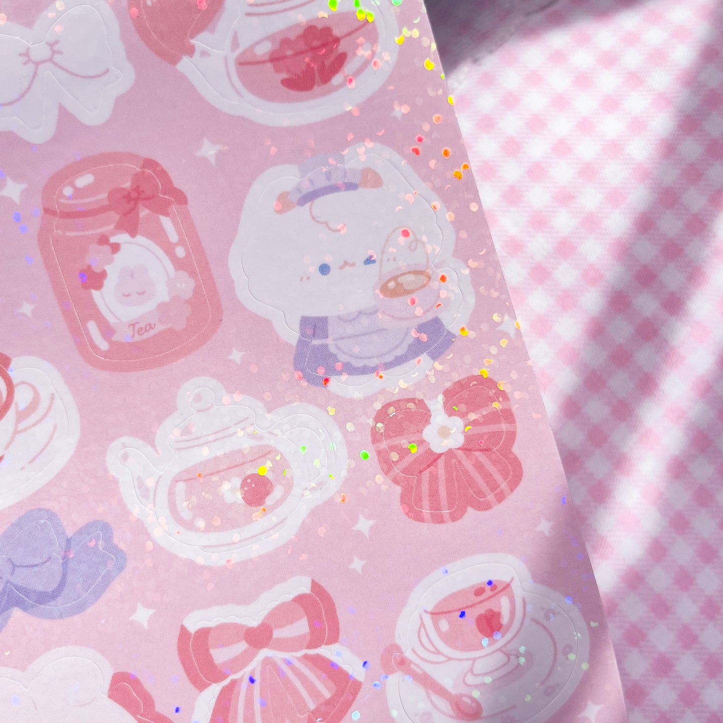 Floral Tea Party Holo Glitter Sticker Sheets