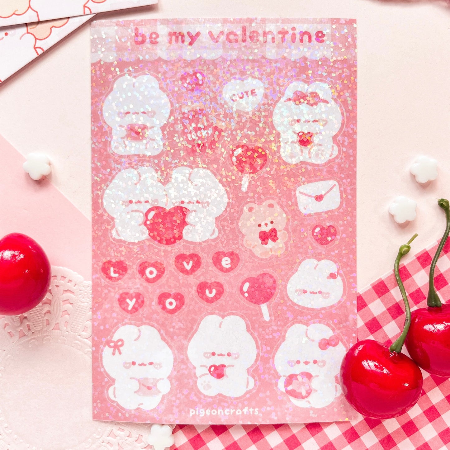 Valentine Holo Glitter Sticker Sheets