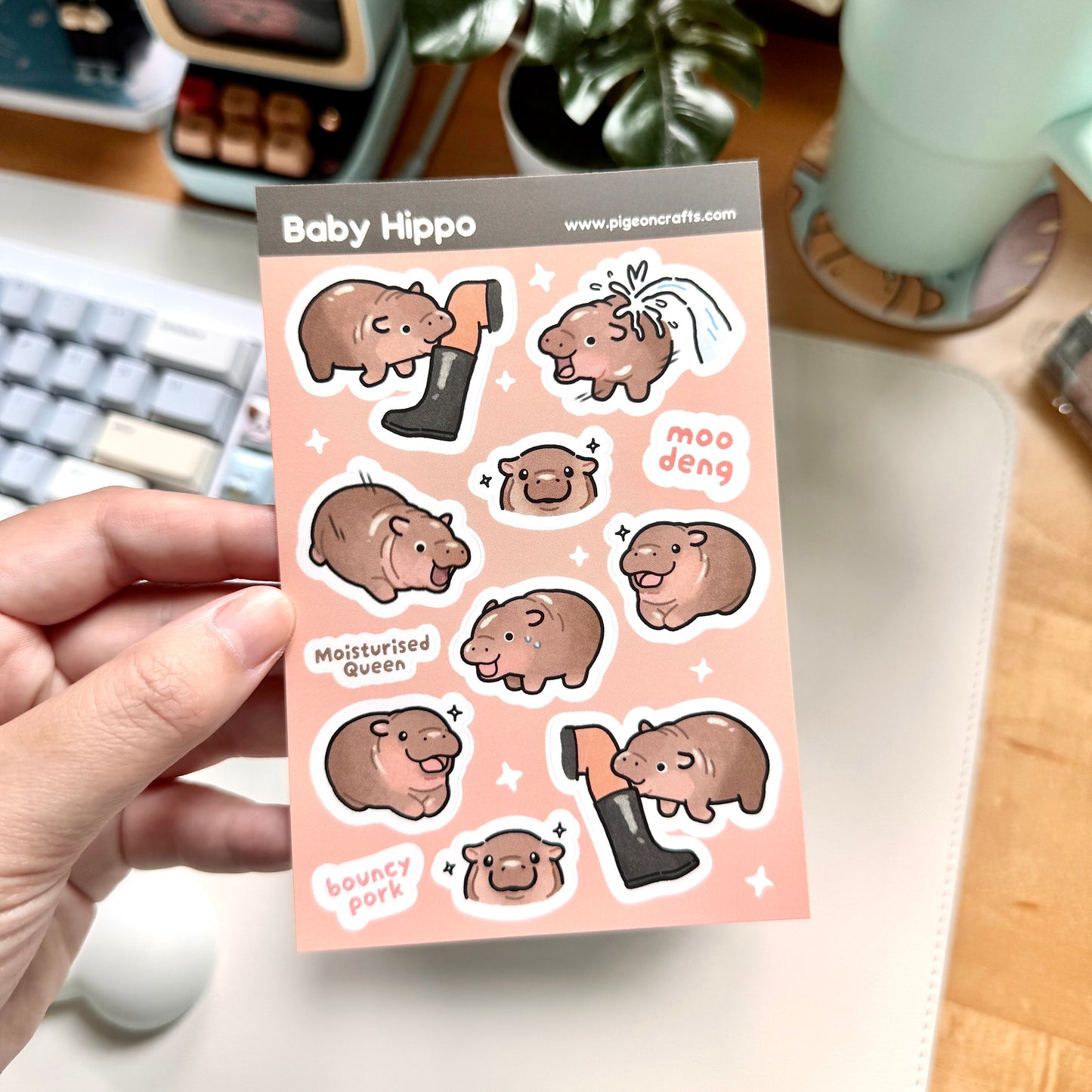 Baby Hippo Moo Deng Sticker Sheet