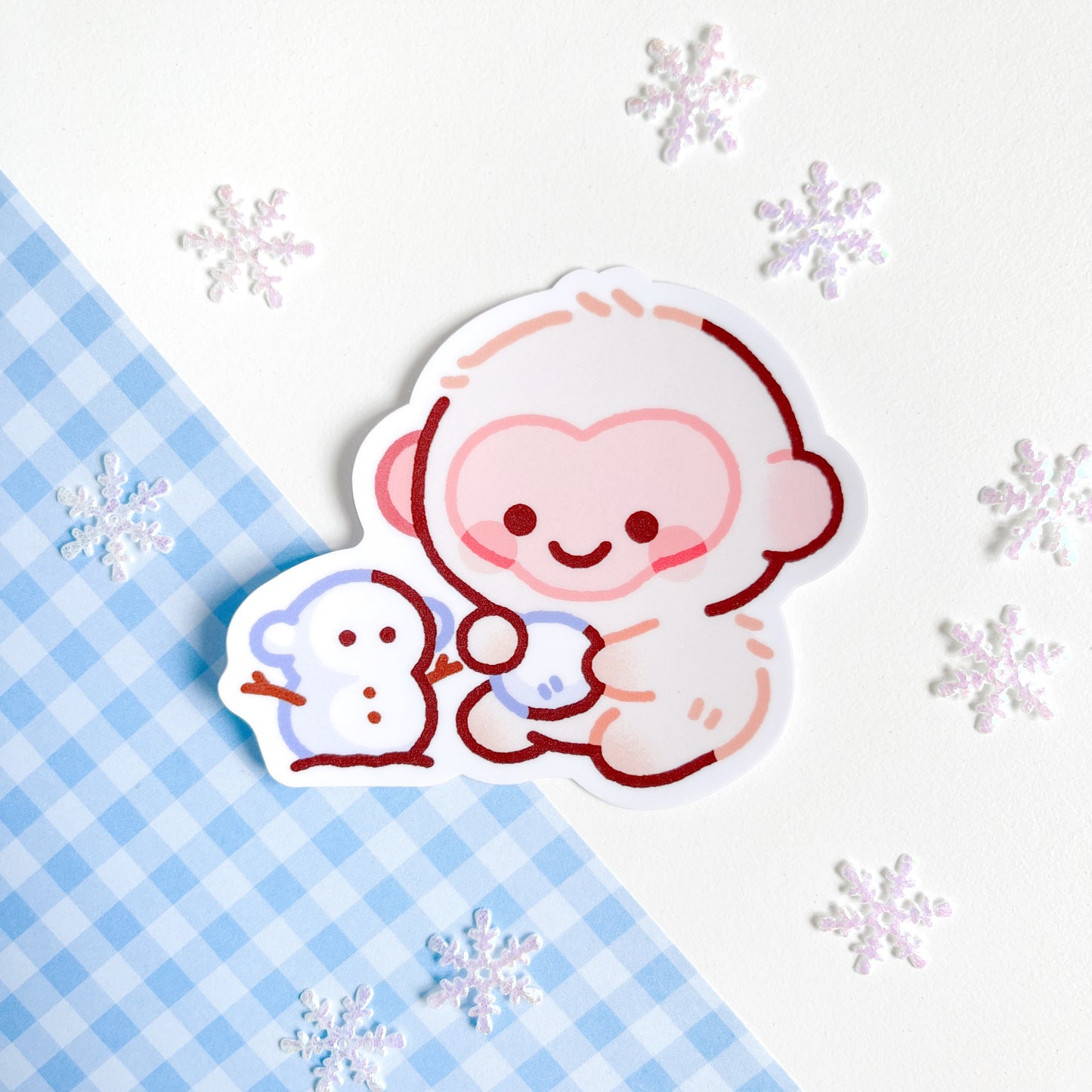 Snow Monkey's New Friend Matte Sticker