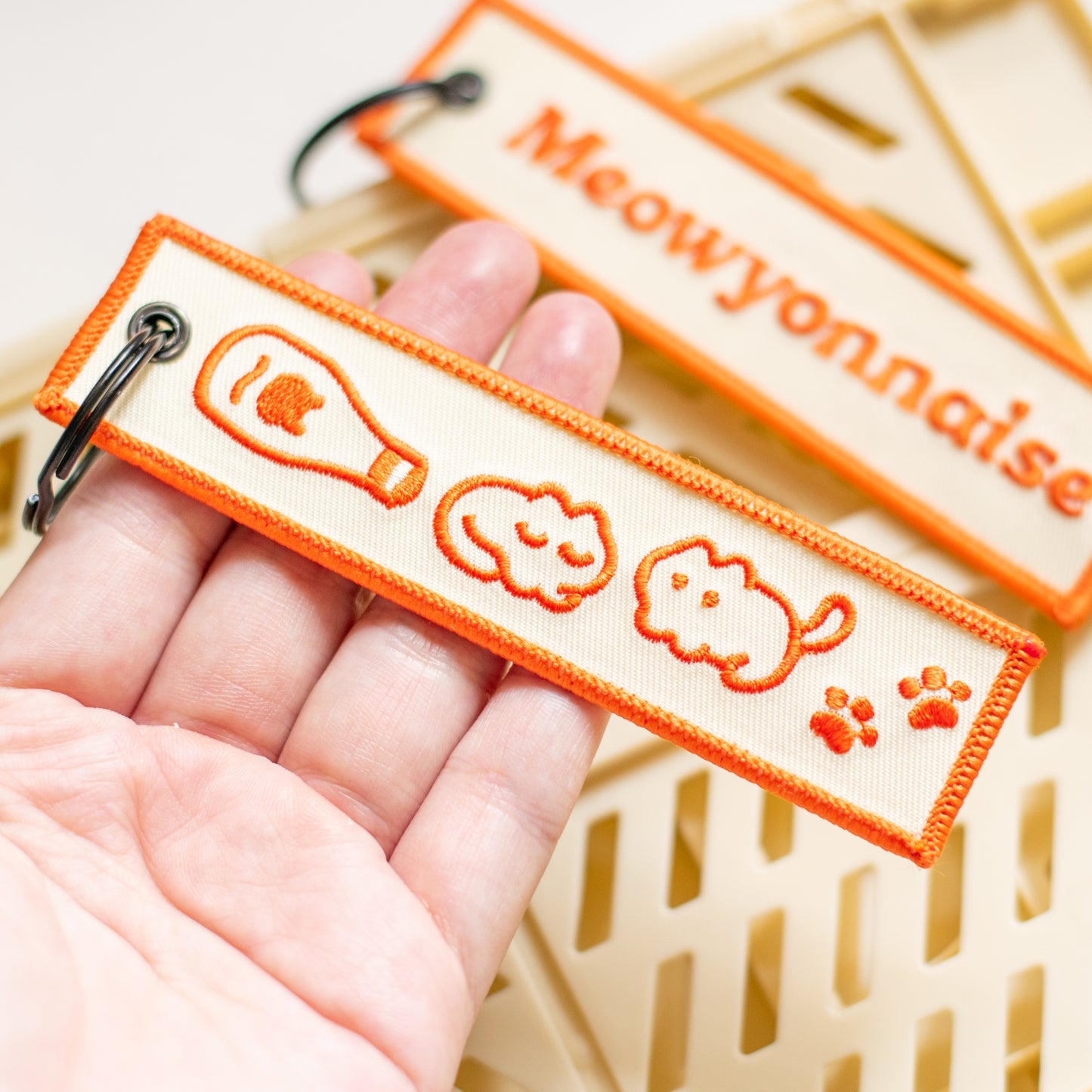 Meowyonnaise Embroidered Keychain