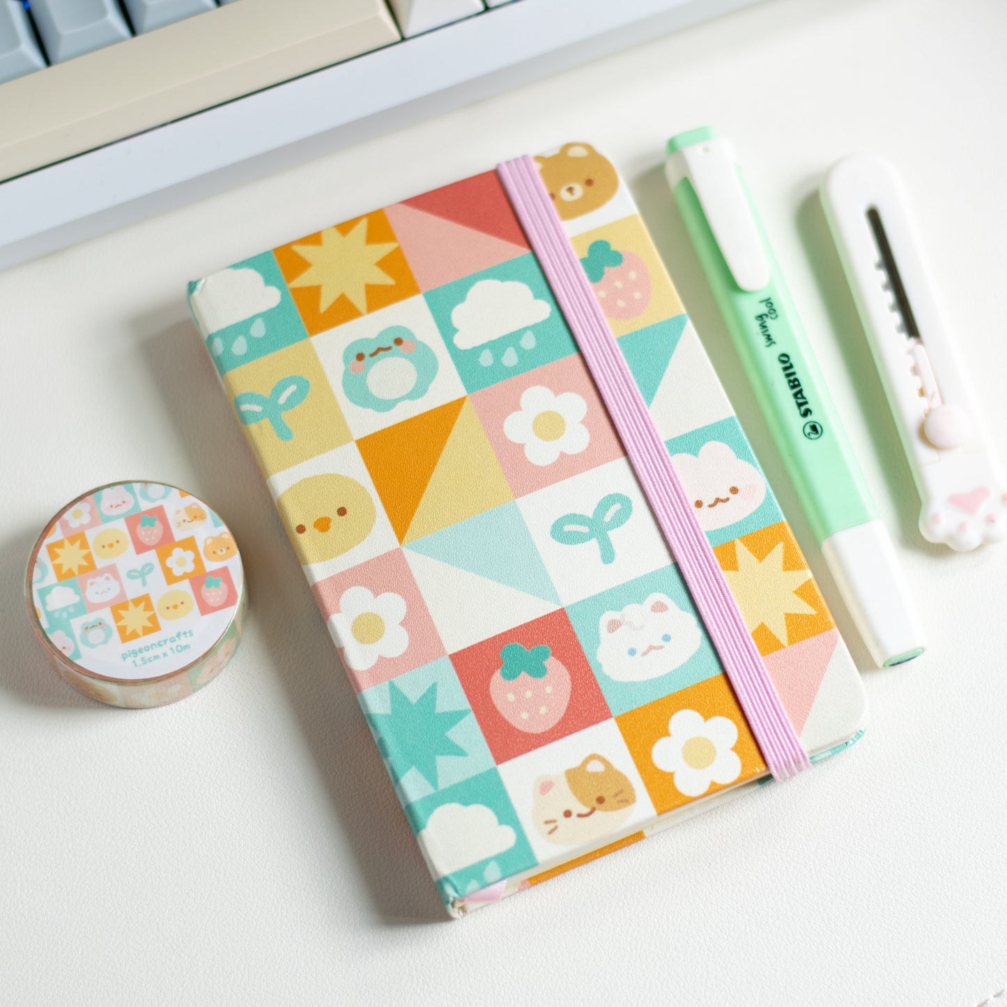 Pastel Patchwork Pattern A6 Lined Notebook