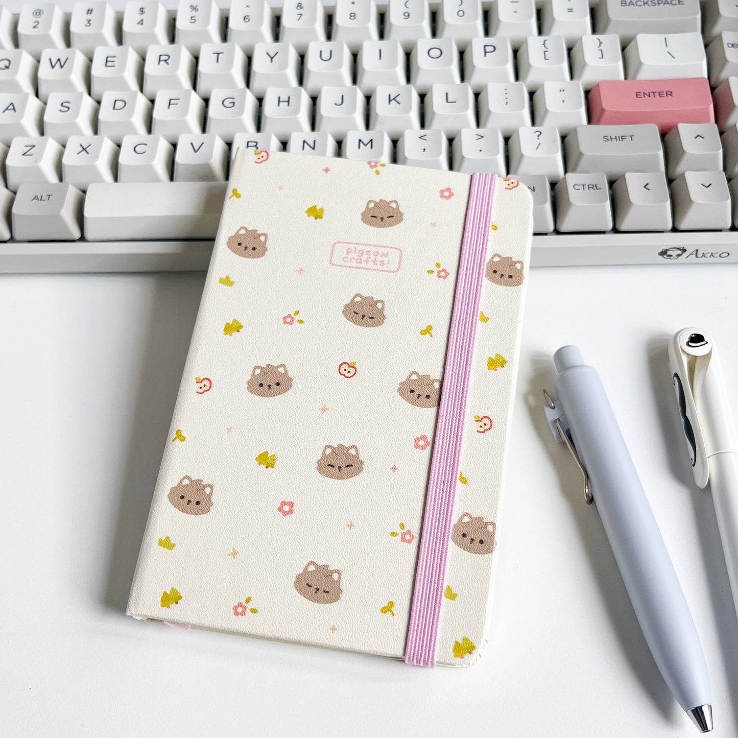 Cream Wolfy Pattern A6 Lined Notebook