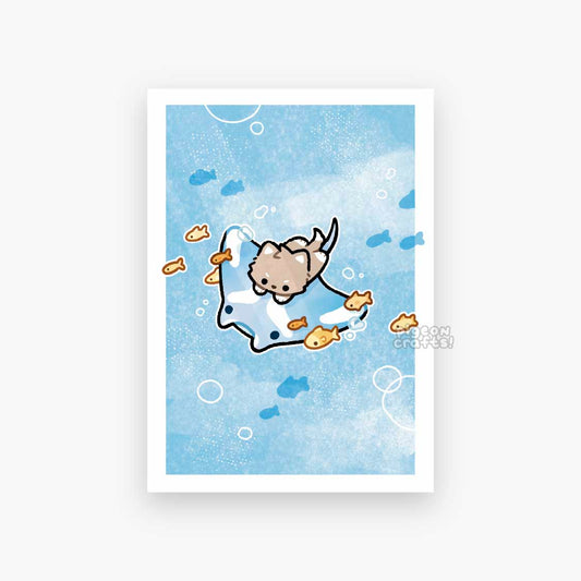 Wolfy Manta Ray Dive Print