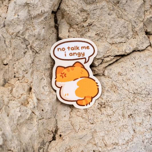 No Talk Me I Angy Cat Matte Sticker
