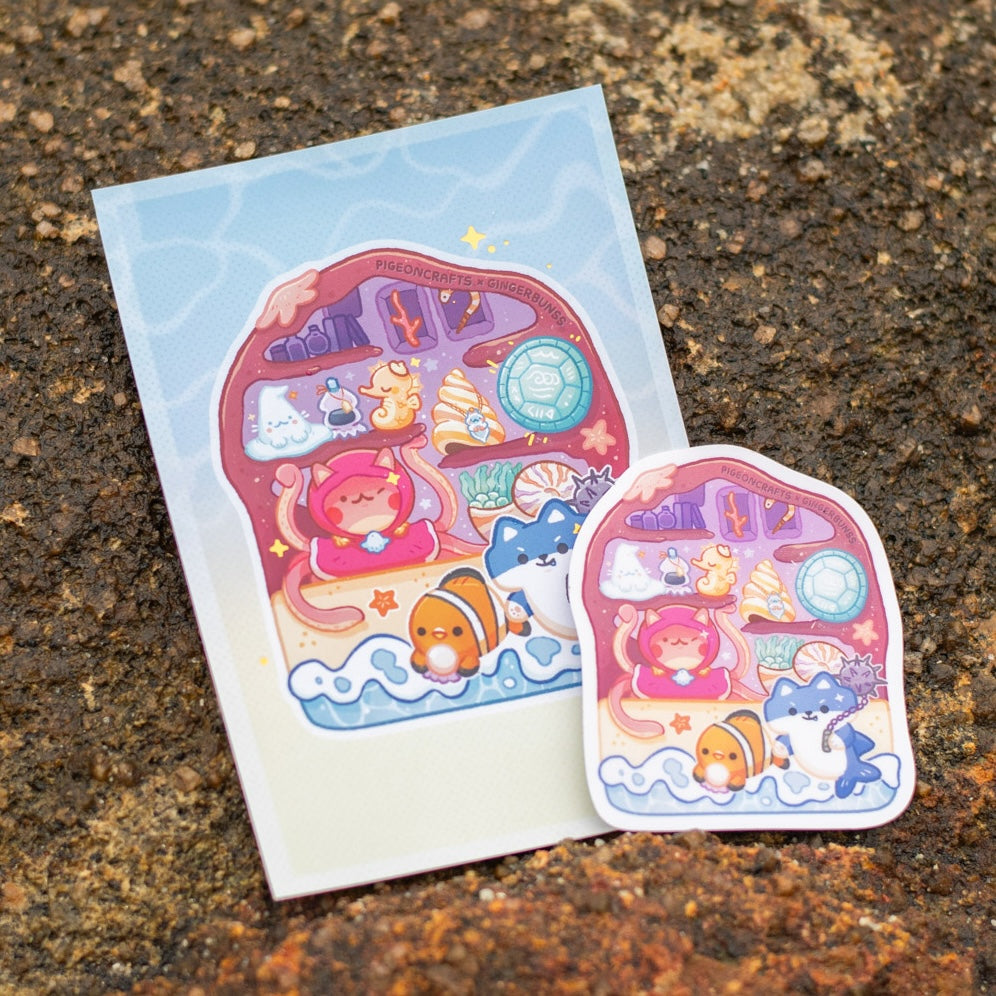 [Gingerbunss x Pigeoncrafts] 'The Enchanted Emporium' Limited Edition Art Print & Sticker Bundle