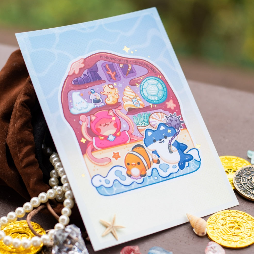 [Gingerbunss x Pigeoncrafts] 'The Enchanted Emporium' Limited Edition Art Print & Sticker Bundle