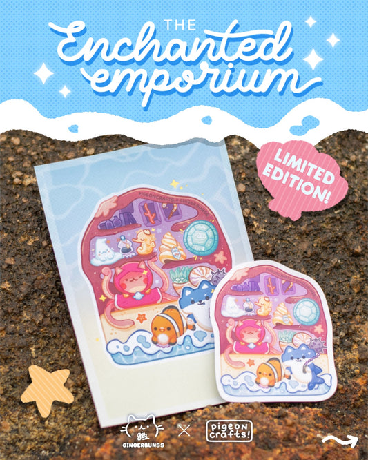 [Gingerbunss x Pigeoncrafts] 'The Enchanted Emporium' Limited Edition Art Print & Sticker Bundle