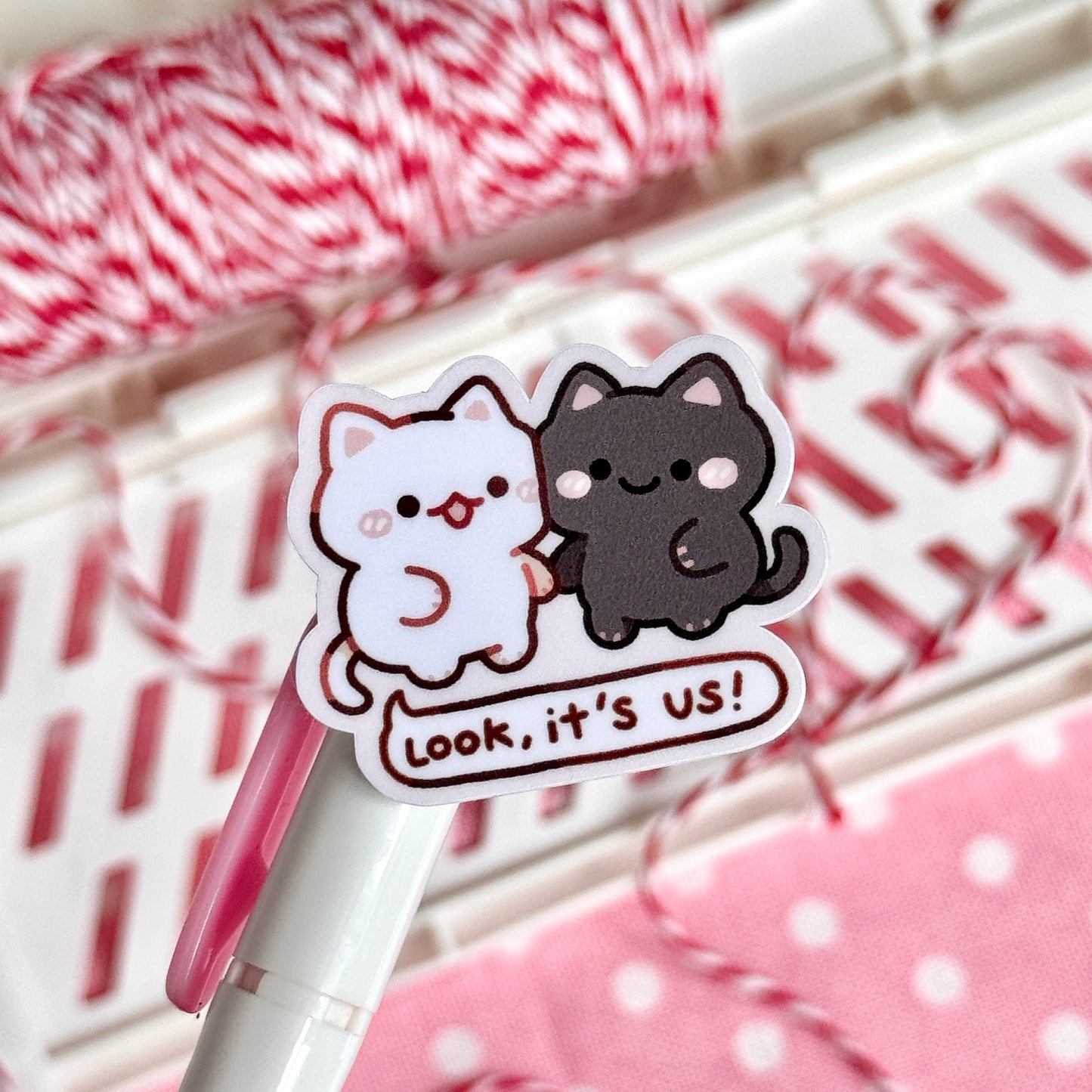 Cosy Cats "Look, It's Us!" Mini Matte Sticker